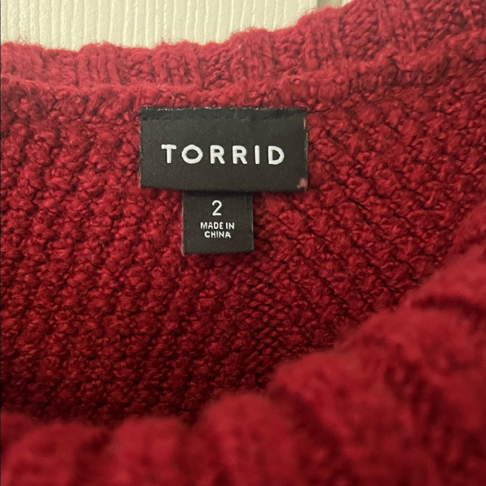 Torrid Deep Red Cowl Neck Sweater Dress - Picture 2 of 3